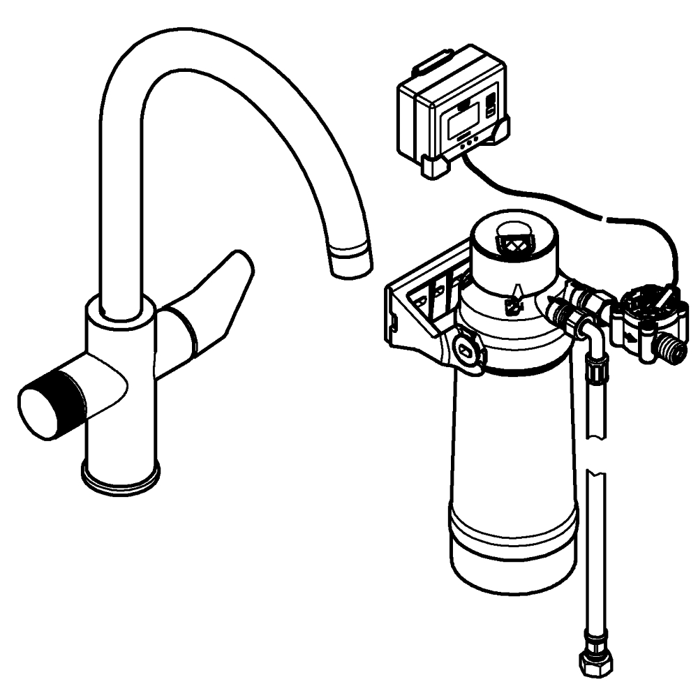 Система фильтрации, Grohe Blue Pure Bau, смеситель C-излив, фильтр S-size, Хром (30555000)