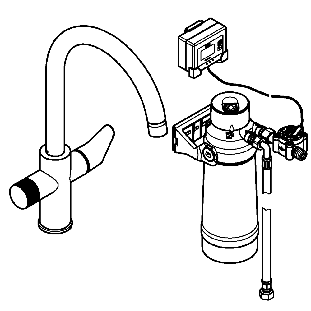 Система фильтрации, Grohe Blue Pure BauCurve, смеситель C-излив, фильтр S-size, Хром (30581000)