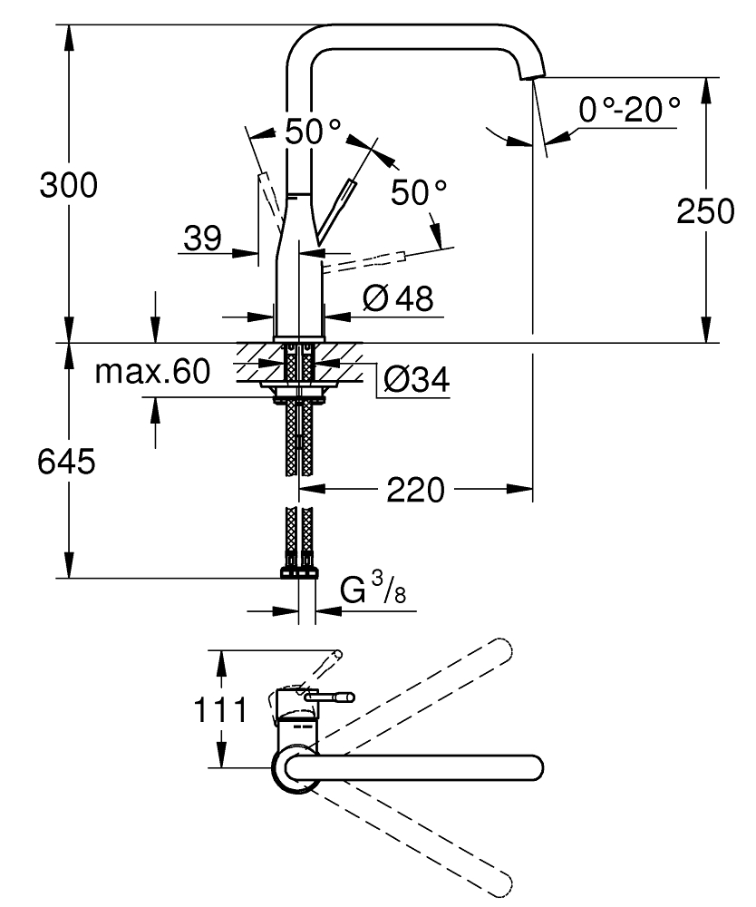 Смеситель для мойки Grohe, Accent, Суперсталь, L-излив (30423DC0)