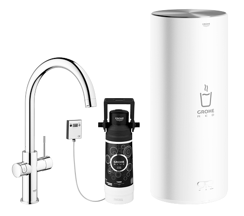 Система фильтрации, GROHE Red II Duo Стартовый комплект, смеситель C-излив, фильтр 600л, Хром (30079001)