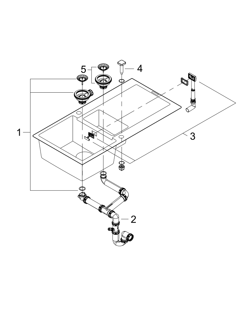 Композитная мойка Grohe, K500 60-C 100/50, серый гранит (31646AP0)