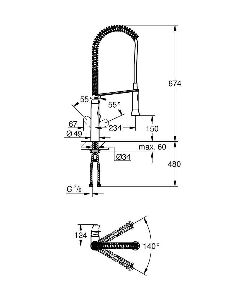 Смеситель для мойки Grohe, K7, Хром (32950000)