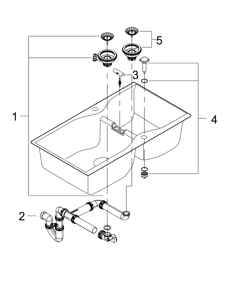 Композитная мойка Grohe, K700 90-C 90, черный гранит (31658AT0)