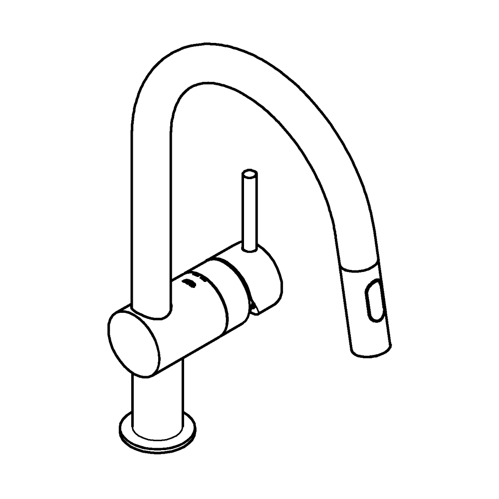 Смеситель для мойки Grohe, Vento, Хром, С-излив, выдвижной (30438000)