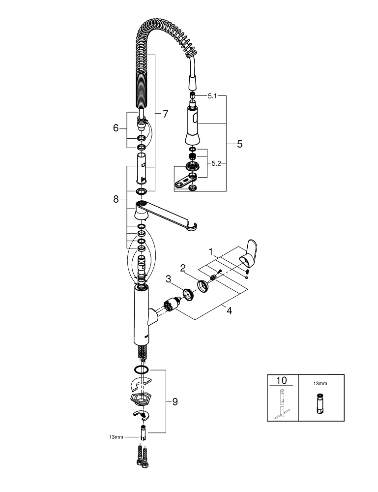 Смеситель для мойки Grohe, K7, Хром (32950000)