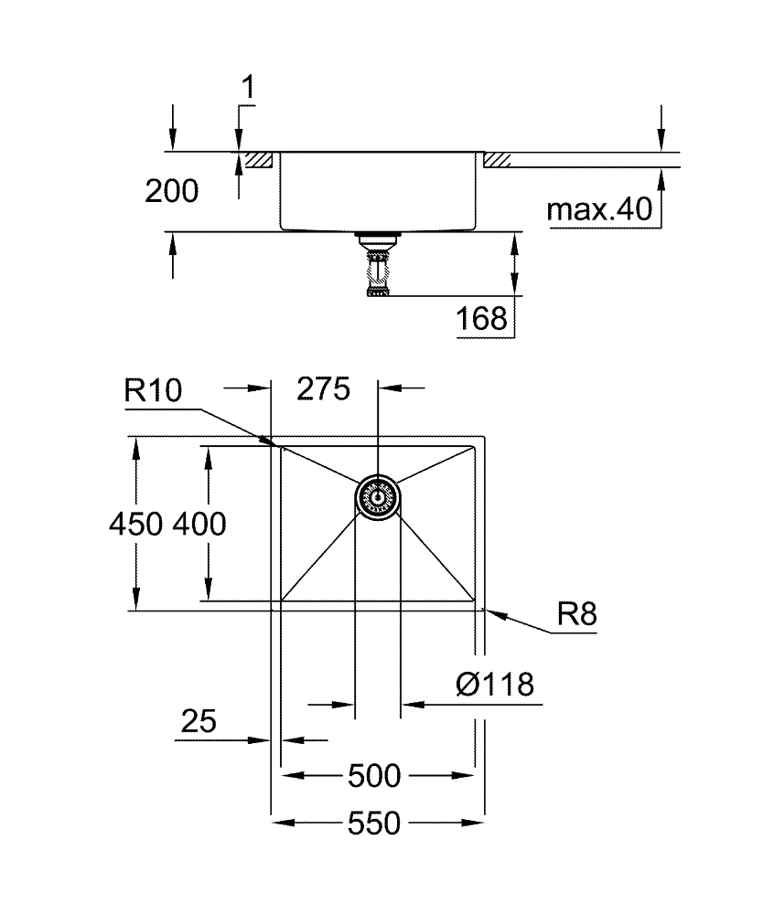 Мойка из нержавеющей стали Grohe, K700 Sink 60 -S 55/45 (31726SD0)