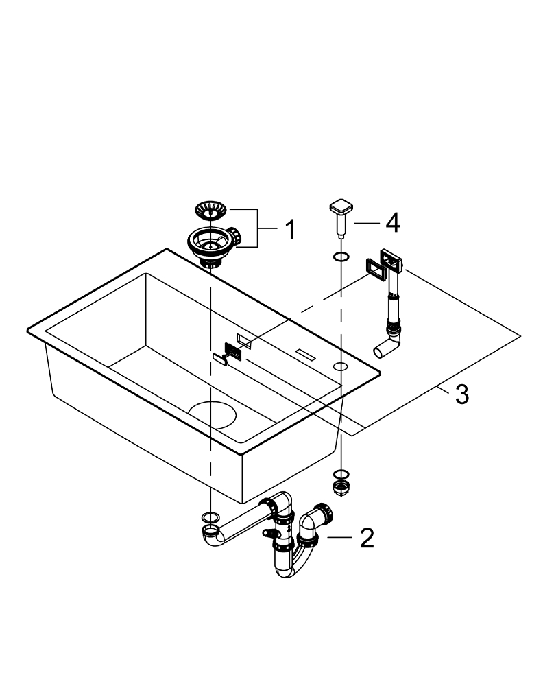 Композитная мойка Grohe, K700 80-C 78/51, черный гранит (31652AP0)